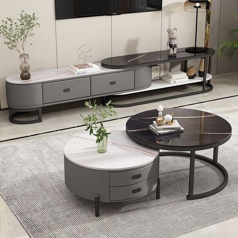 Rock Plate Coffee Table Tv Cabinet Combination Home Living Room Simple ... throughout Exploring the Unique Appeal of Oak Solid Wood Rock Plate Coffee Tables